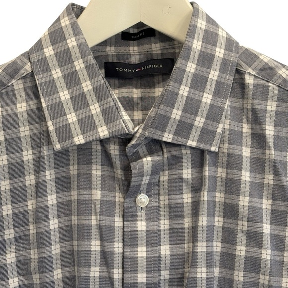 Tommy Hilfiger Mens Slim Fit Plaid Button Down Shirt Size Medium 100 Cotton - Picture 3 of 9
